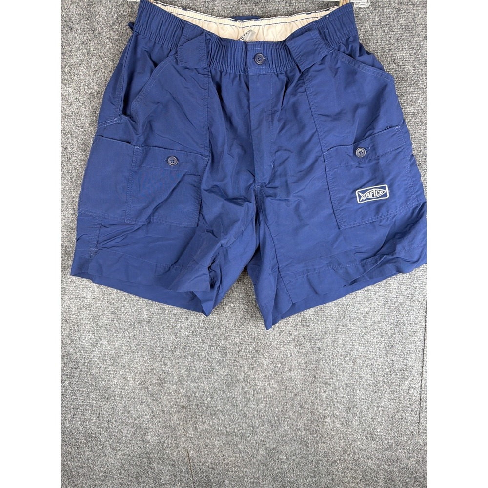 Aftco Shorts Mens 30 The Original M01 Cargo Active Fishing Blue 7"inseam